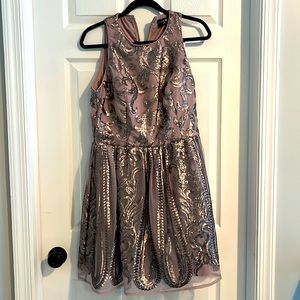 Little Mistress beautiful hand-sewn sequin fully lined dress zipper back size 12